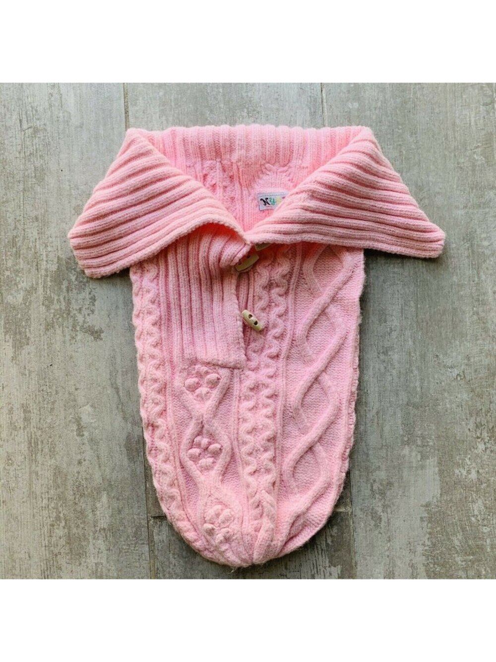 NYGB Cable Knitted Snuggle Sack Photo Prop Newborn NEW Pink Sleep Cozy Baby